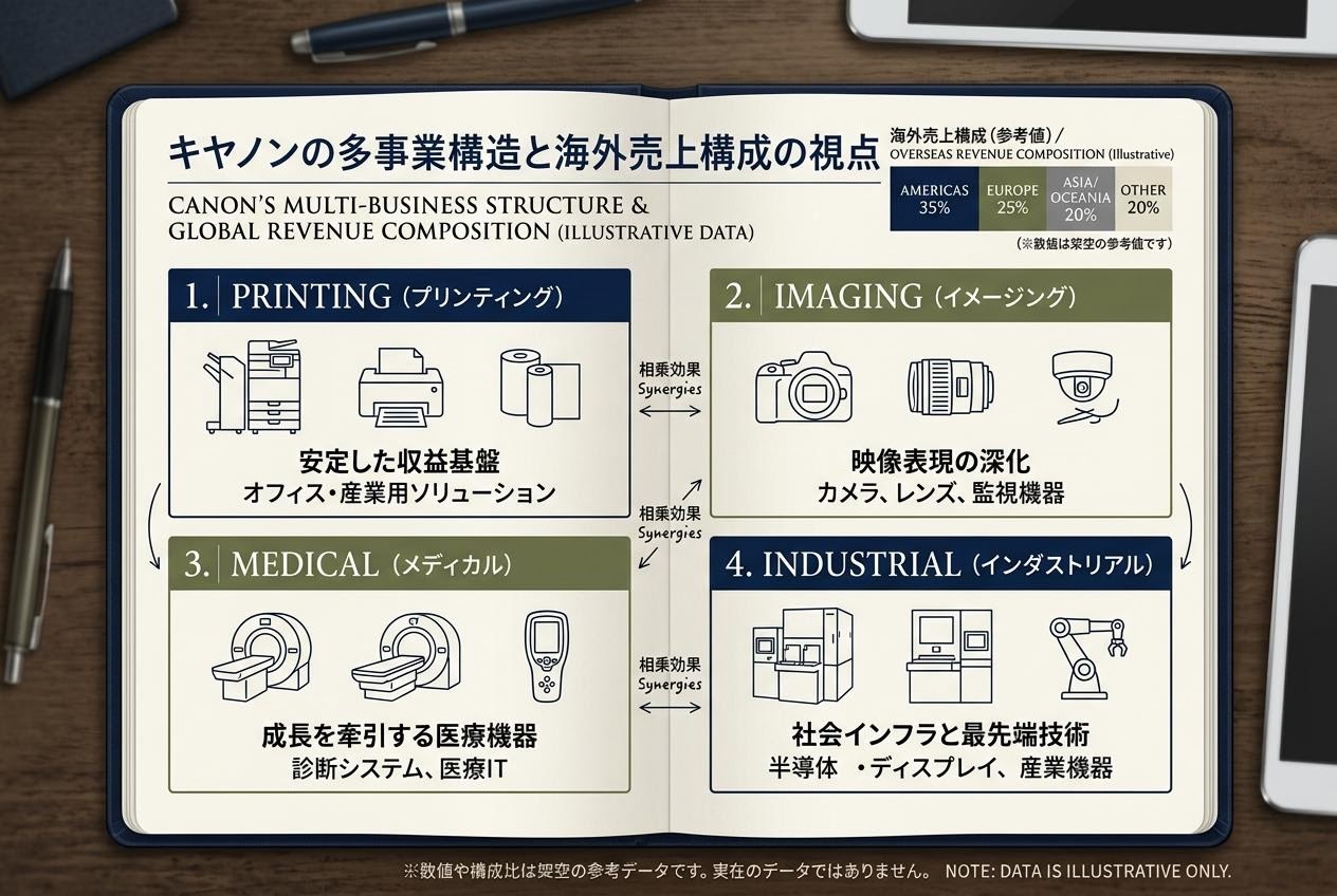 キヤノンの事業セグメントを整理する資料