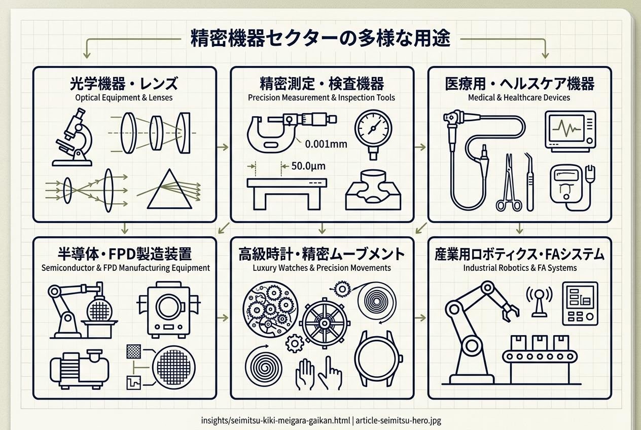 精密機器の様々な用途を俯瞰する資料