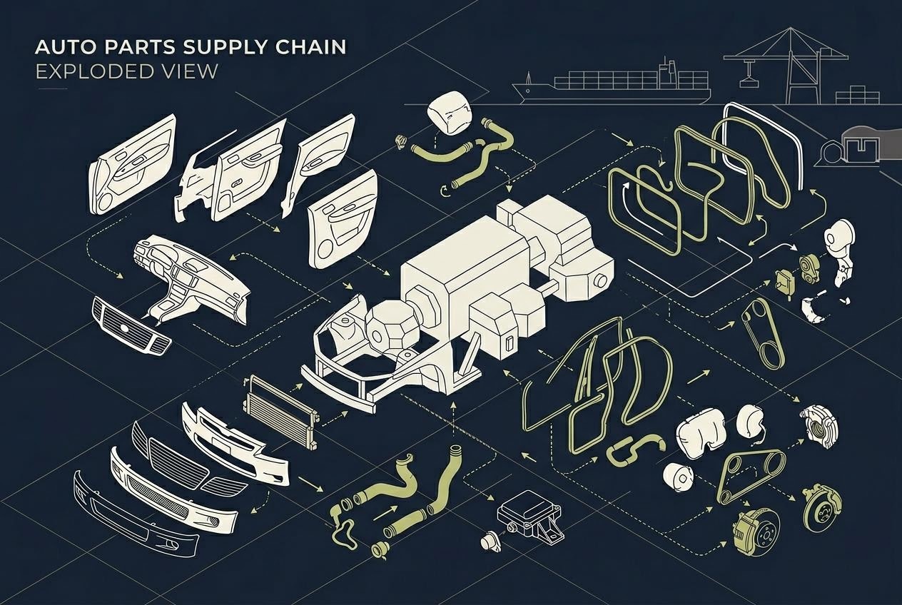 豊田合成の輸出関連事業を整理する資料